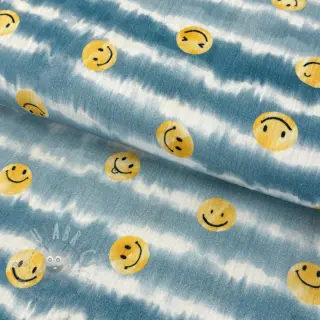 Dvojna gaza/muslin Happy faces jeans digital print