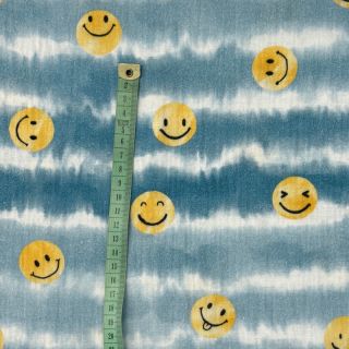 Dvojna gaza/muslin Happy faces jeans digital print