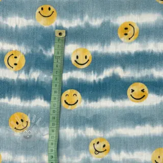 Dvojna gaza/muslin Happy faces jeans digital print