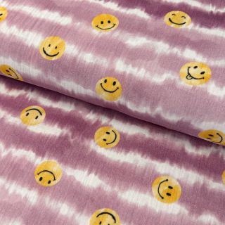 Dvojna gaza/muslin Happy faces blush digital print