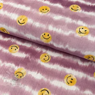 Dvojna gaza/muslin Happy faces blush digital print