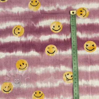 Dvojna gaza/muslin Happy faces blush digital print