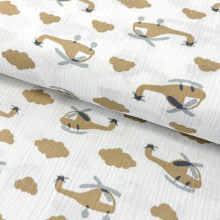 Dvojna gaza/muslin Helicopters off white