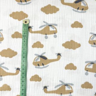 Dvojna gaza/muslin Helicopters off white