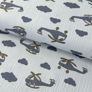 Dvojna gaza/muslin Helicopters light blue