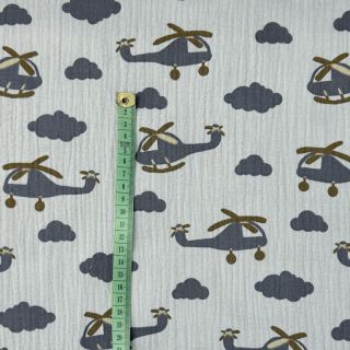 Dvojna gaza/muslin Helicopters light blue