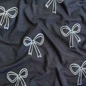 Pletenina Glitter bows indigo melange