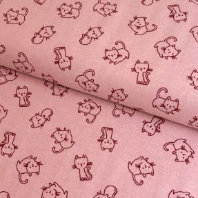 Bombažna tkanina FLANNEL Cats old rose