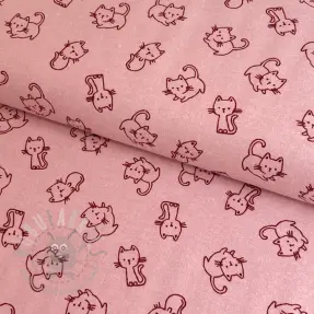 Bombažna tkanina FLANNEL Cats old rose