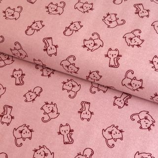 Bombažna tkanina FLANNEL Cats old rose
