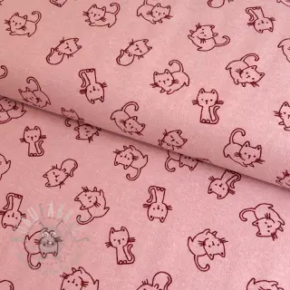 Bombažna tkanina FLANNEL Cats old rose