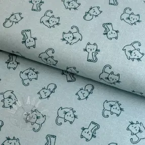 Bombažna tkanina FLANNEL Cats mint
