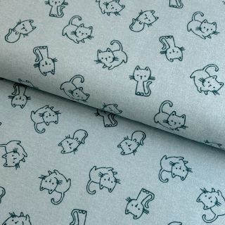 Bombažna tkanina FLANNEL Cats mint