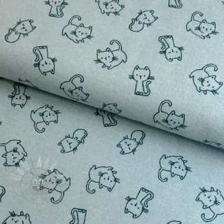 Bombažna tkanina FLANNEL Cats mint