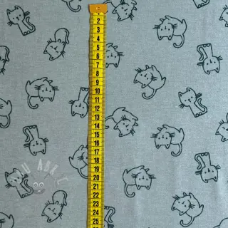 Bombažna tkanina FLANNEL Cats mint