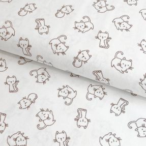 Bombažna tkanina FLANNEL Cats off white