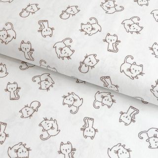 Bombažna tkanina FLANNEL Cats off white