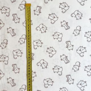 Bombažna tkanina FLANNEL Cats off white