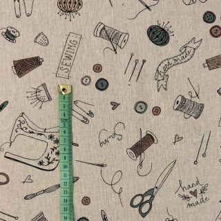 Dekorativna tkanina Linenlook Sewing Doodle Craft
