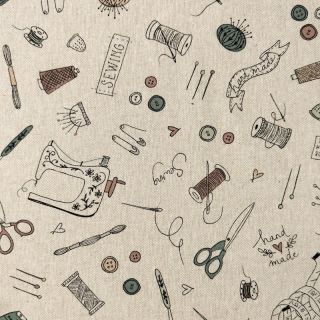 Dekorativna tkanina Linenlook Sewing Doodle Craft