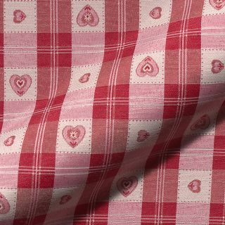 Dekorativna tkanina jacquard DOUBLE FACE Landhaus Heart Check dark red