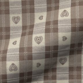Dekorativna tkanina jacquard DOUBLE FACE Landhaus Heart Check taupe