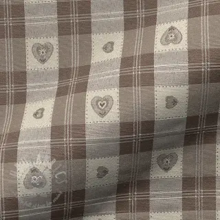 Dekorativno blago jacquard DOUBLE FACE Landhaus Heart Check taupe