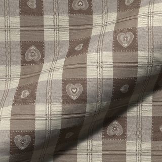 Dekorativno blago jacquard DOUBLE FACE Landhaus Heart Check taupe