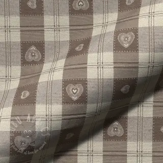 Dekorativno blago jacquard DOUBLE FACE Landhaus Heart Check taupe