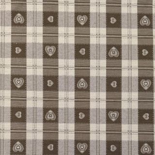 Dekorativna tkanina jacquard DOUBLE FACE Landhaus Heart Check taupe