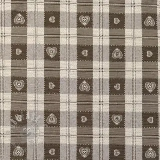 Dekorativno blago jacquard DOUBLE FACE Landhaus Heart Check taupe