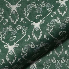 Dekorativno blago jacquard DOUBLE FACE Landhaus Deer Heart forest green