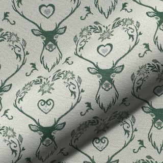 Dekoračná látka jacquard DOUBLE FACE Landhaus Deer Heart forest green