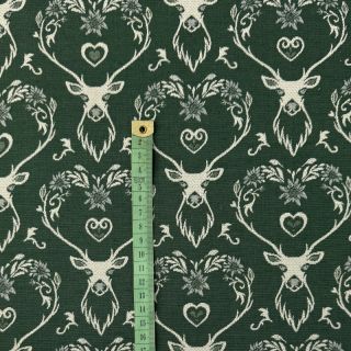 Dekoračná látka jacquard DOUBLE FACE Landhaus Deer Heart forest green