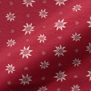 Dekorativna tkanina jacquard DOUBLE FACE Landhaus Edelweiss dark red