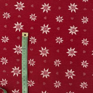 Dekorativna tkanina jacquard DOUBLE FACE Landhaus Edelweiss dark red