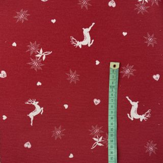 Dekorativno blago jacquard DOUBLE FACE Landhaus Mixed Icon dark red