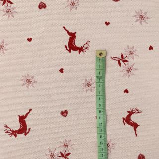 Dekorativna tkanina jacquard DOUBLE FACE Landhaus Mixed Icon dark red