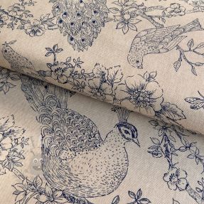 Dekorativno blago Linenlook Peacock Romance Scene