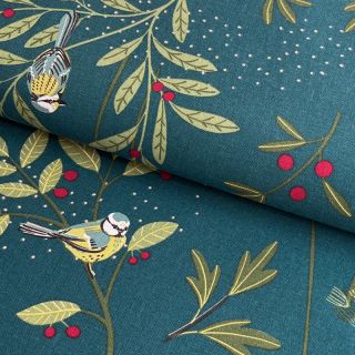 Dekorativna tkanina premium Birds Berry Branch