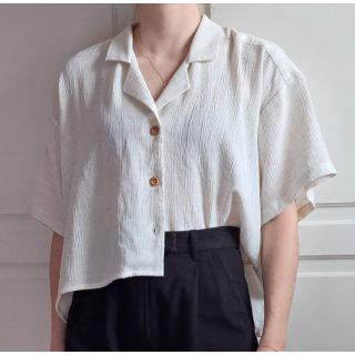 Viskoza z lanom CRINCLE off white