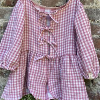 Dvojna gaza/muslin Double sided CHECKS MINI mauve