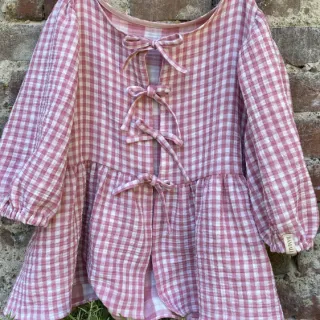 Dvojna gaza/muslin Double sided CHECKS MINI mauve