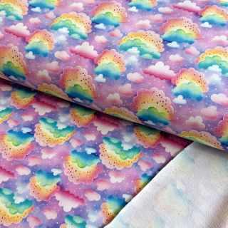 Tkanina jersey Rainbow Clouds digital print