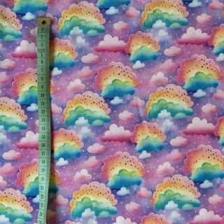 Tkanina jersey Rainbow Clouds digital print