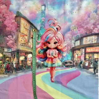 Tkanina jersey Rainbow Girl PANEL digital print