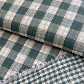 Dvojna gaza/muslin Double sided CHECKS MINI cyan
