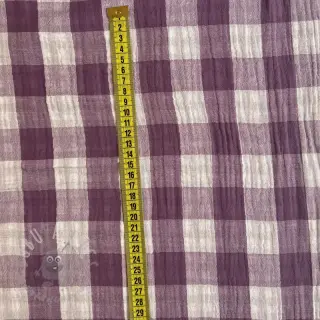 Dvojna gaza/muslin Double sided CHECKS MINI grape