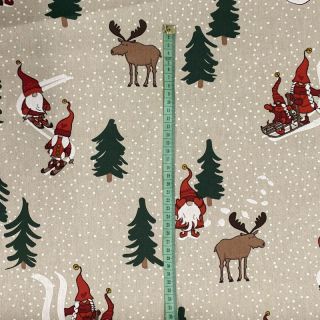Dekorativna tkanina Linenlook Tomte ski family