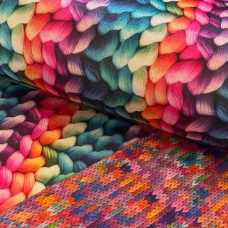 Umetno krzno TWO SIDE Big knit difur digital print